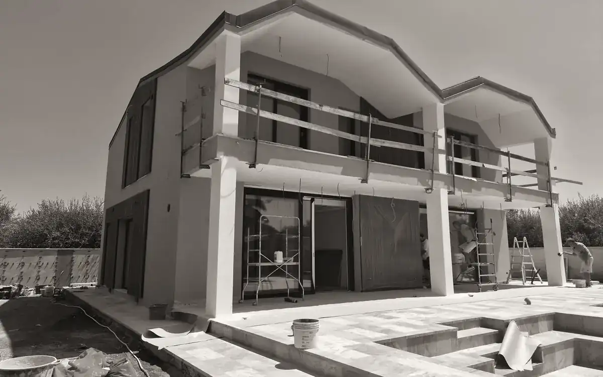 Residential building site at the finishing stage