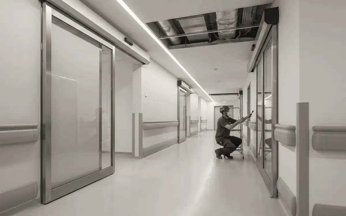 Refurbished healthcare building corridor (illustrative image)