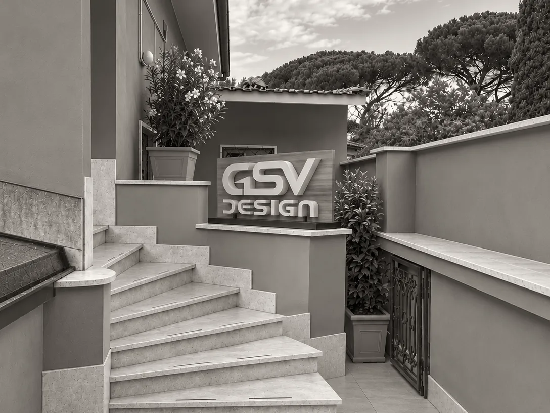 The entrance to the GSVDESIGN operational office in Frascati