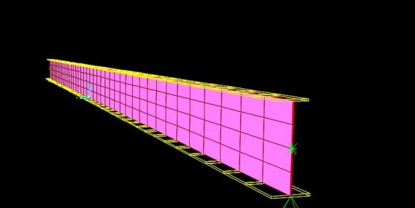 Two-dimensional finite element model of the welded main girder
