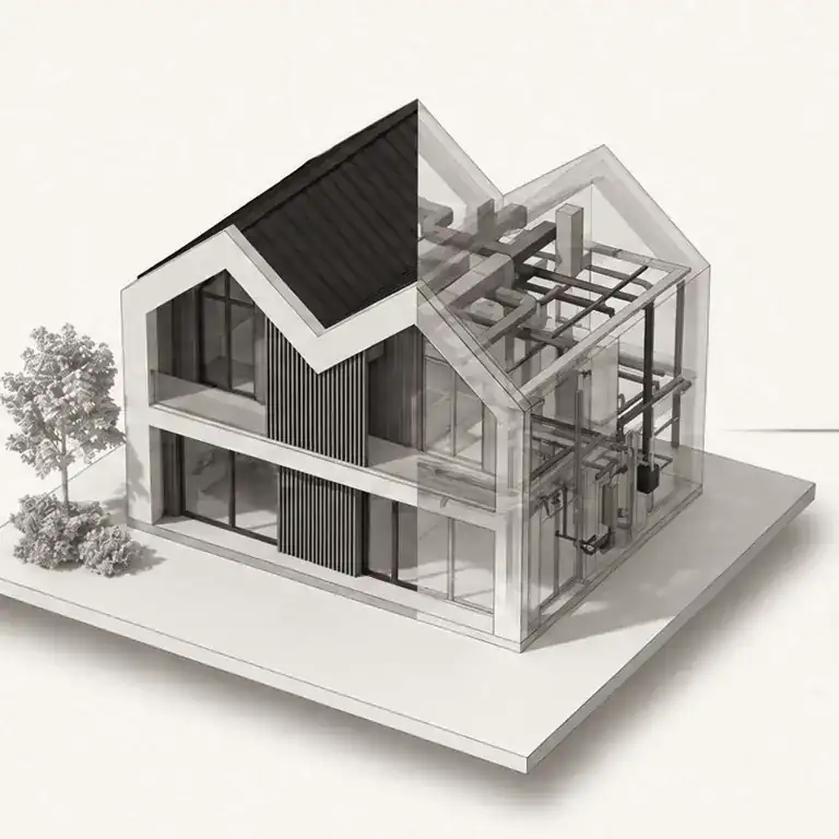 Maquette BIM architecturale et des installations techniques d'une résidence