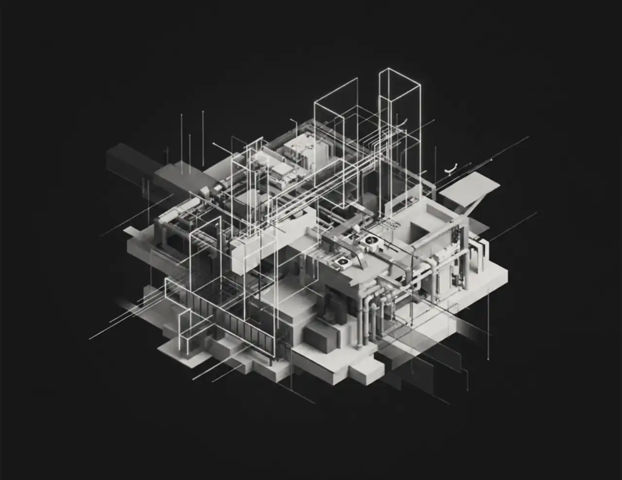 Federated model of a facility: structures, envelope and service networks coordinated in a single information model