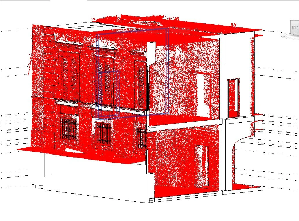 La nuvola di punti sovrapposta al modello BIM
