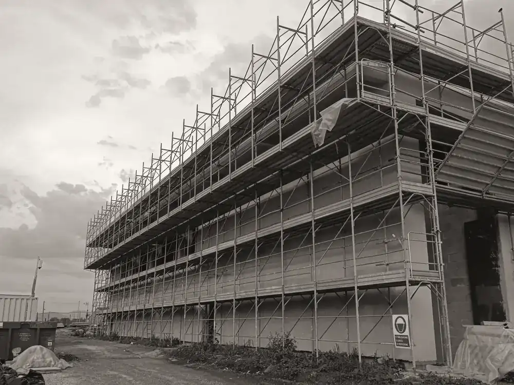 Spinoretico gymnasium under construction with scaffolding