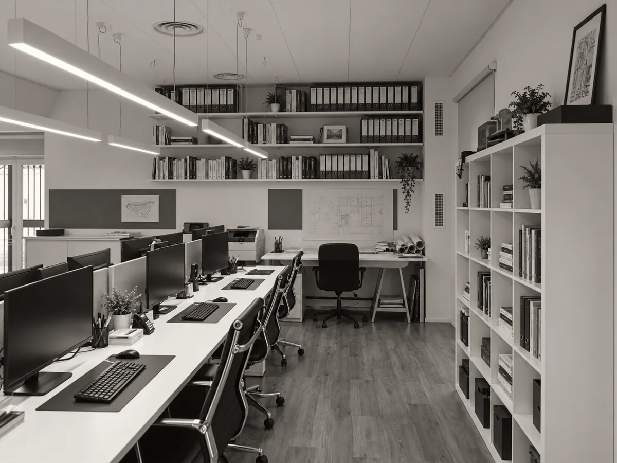 Le postazioni di lavoro dello studio